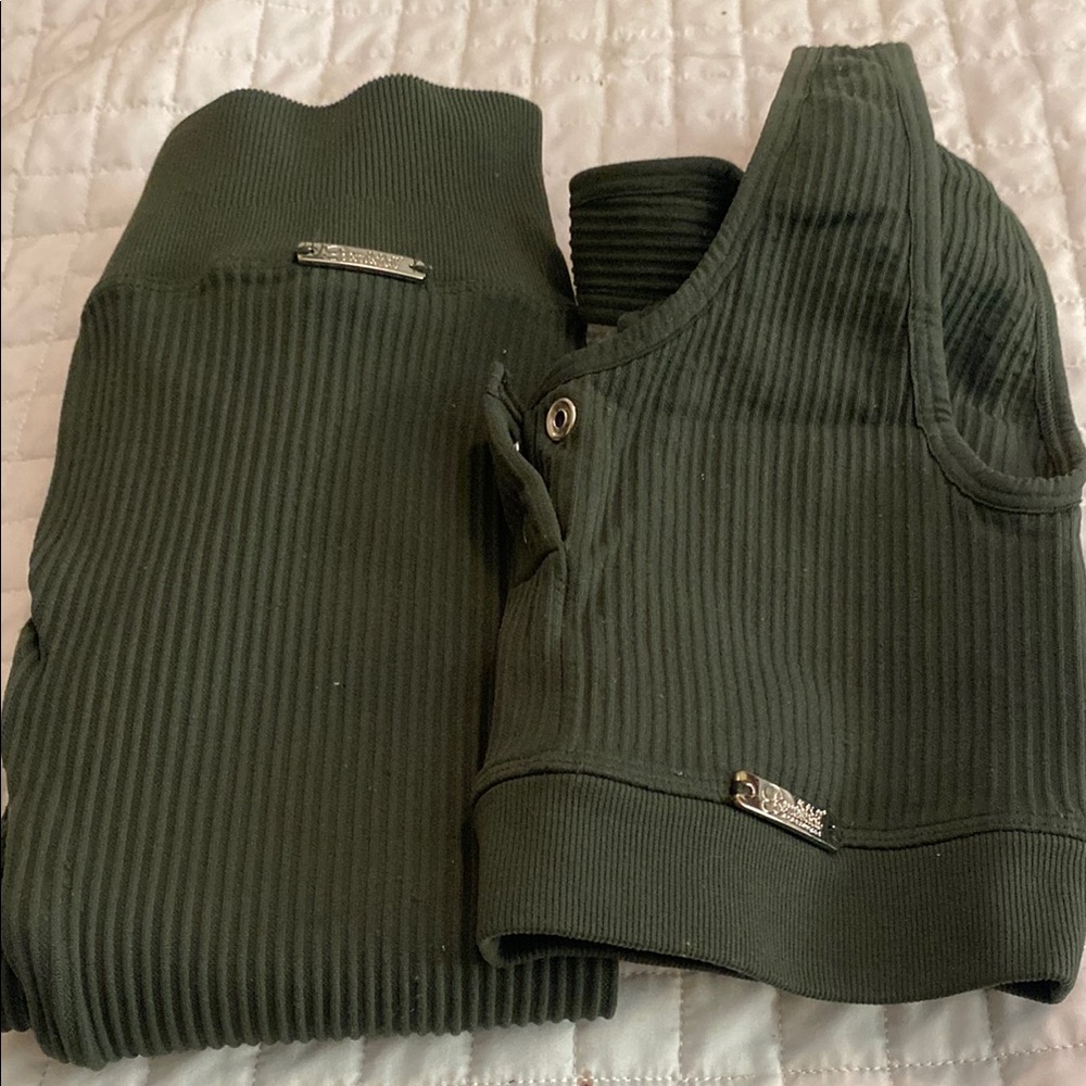 Bombshell Sportswear Olive Ribbed Top